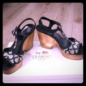 Coach Wooden Platform Wedges - Nelly OP AUTHENIC!